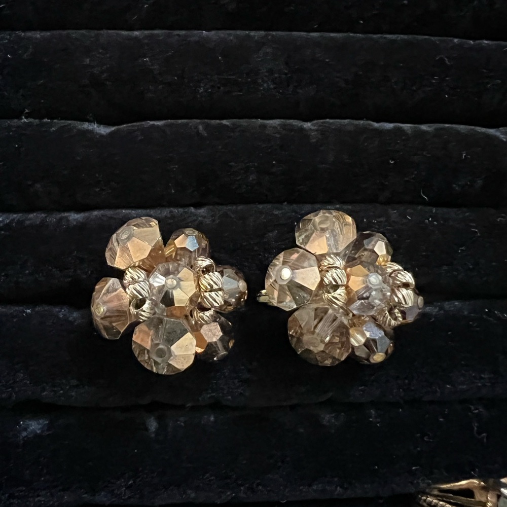 Vendome Crystal Cluster Clip On Earrings